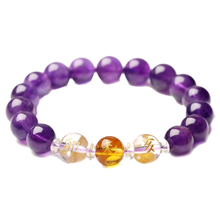 马虎狗三合贵人手串天然紫水晶手链本命年化解护身十二生肖男女