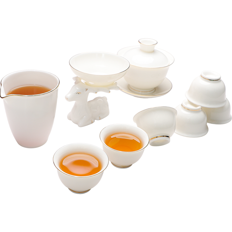 羊脂玉白瓷茶具套裝功夫茶杯家用客廳辦公室會客德化泡茶陶瓷蓋碗