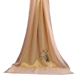 蜀绣真丝山羊绒围巾披肩两用长款礼盒装送妈妈节日礼物手工刺绣