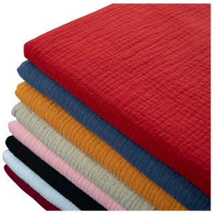 双层纱布宝宝儿童纯棉布料连衣裙衣服装肌理绉布棉麻婴儿棉纱面料