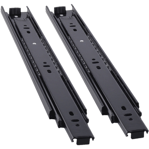 固特黑色抽屉轨道滑道键盘托反弹静音三节不锈钢轨道一按既弹滑轨