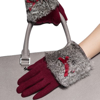 秋冬季保暖兔毛骑车触摸屏手套