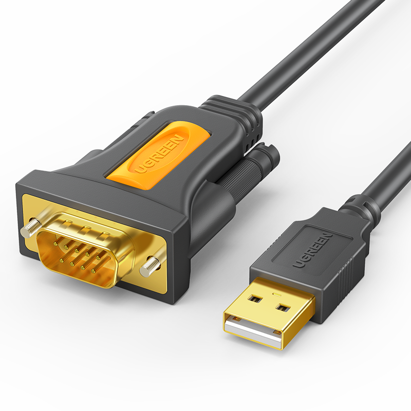 绿联usb转rs232串口线9针九针打印机pl2303通讯数据线db9公头母头母口接口工业级连接com转接头转换器转串口
