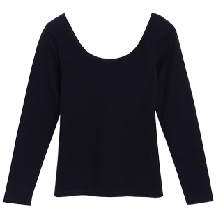 黑色低领加绒加厚打底衫女秋冬季内搭大u领春秋保暖紧身纯棉长袖