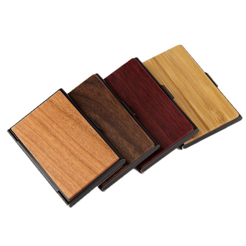 不锈钢贴实木名片夹男女式商务时尚紫心木名片盒随身名片盒子创意薄款大容量小巧卡片盒信用卡盒定制公司礼品