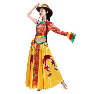 藏族元旦演出服装女康定情歌成人儿童藏式蒙古少数民族舞台表演服