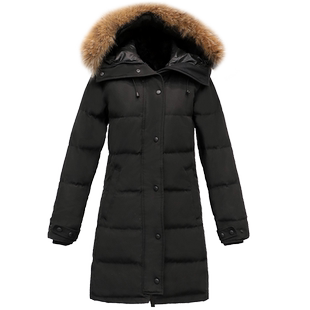 诗都奇新款90白鸭绒中长款羽绒服女加厚保暖修身大毛领冬装大衣潮