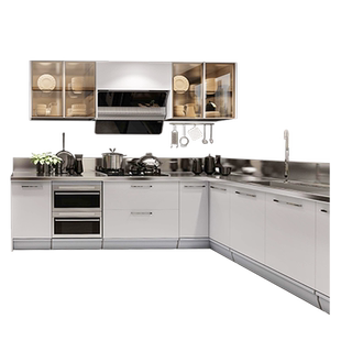 法迪奥全不锈钢橱柜家用整体厨房厨柜304不锈钢台面灶台全屋定制