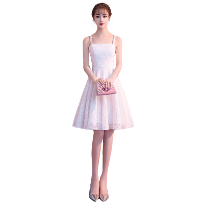 吊带小礼服新款超仙风白色伴娘服