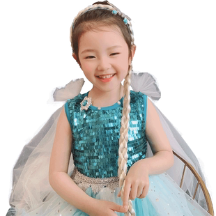 宝宝王冠假发辫子儿童爱莎公主头饰女童发饰头箍艾莎女王皇冠发箍