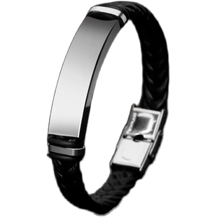 皮绳编织手链男生新款潮牌百搭高级感黑色手绳首饰品刻字男士手链