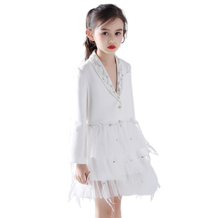 儿童礼服模特走秀服装亲子母女装小女孩西装时尚西服女童演出潮服