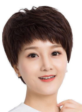 中老年头套圆脸自然假发女短发