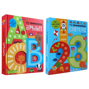 进口英文原版正版 My Awesome Alphabet book / My Counting Book 2本儿童启蒙26个字母词汇单词数数书207个生活单词启蒙绘本ABC