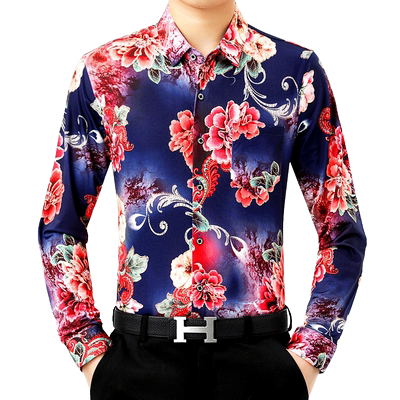 弹力中年宽松印花夏季冰丝爸爸装