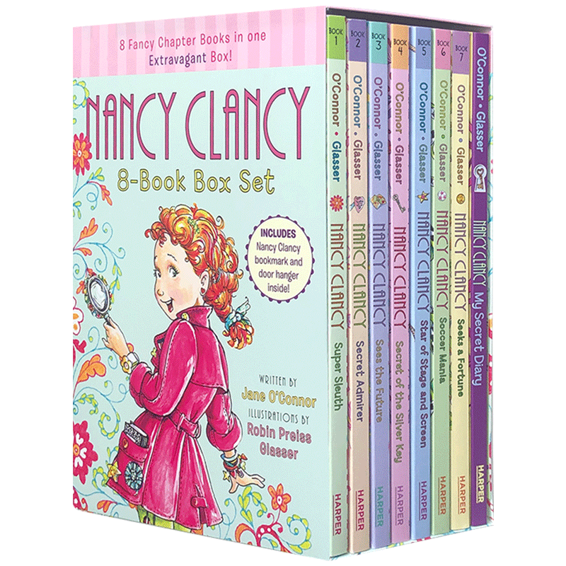 英文原版绘本 漂亮的南希8册故事集 Fancy Nancy 8-Book Box Set 小俏妞希希 Nancy Clancy 儿童英语初级章节桥梁书汪培珽第一阶段