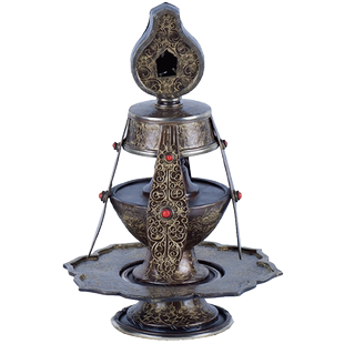 欧斯特家居摆件手工尼泊尔紫铜镀金雕花灌顶用具常寿宝瓶高24cm