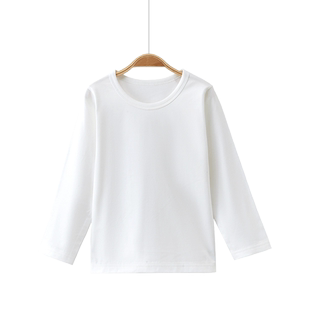 上宝麦春秋冬儿童打底衫薄男女童保暖上衣宝宝单衣白色棉厚加绒款