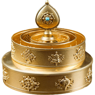 欧斯特曼扎盘修盘 藏族铜曼扎盘 西藏八吉祥曼茶罗曼达盘曼扎托盘