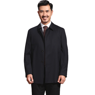 红都风衣男中长款羊毛定制加肥春秋新款中年男装衣服外套