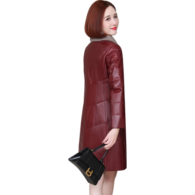 新款海宁加厚水貂毛领真皮羽绒服