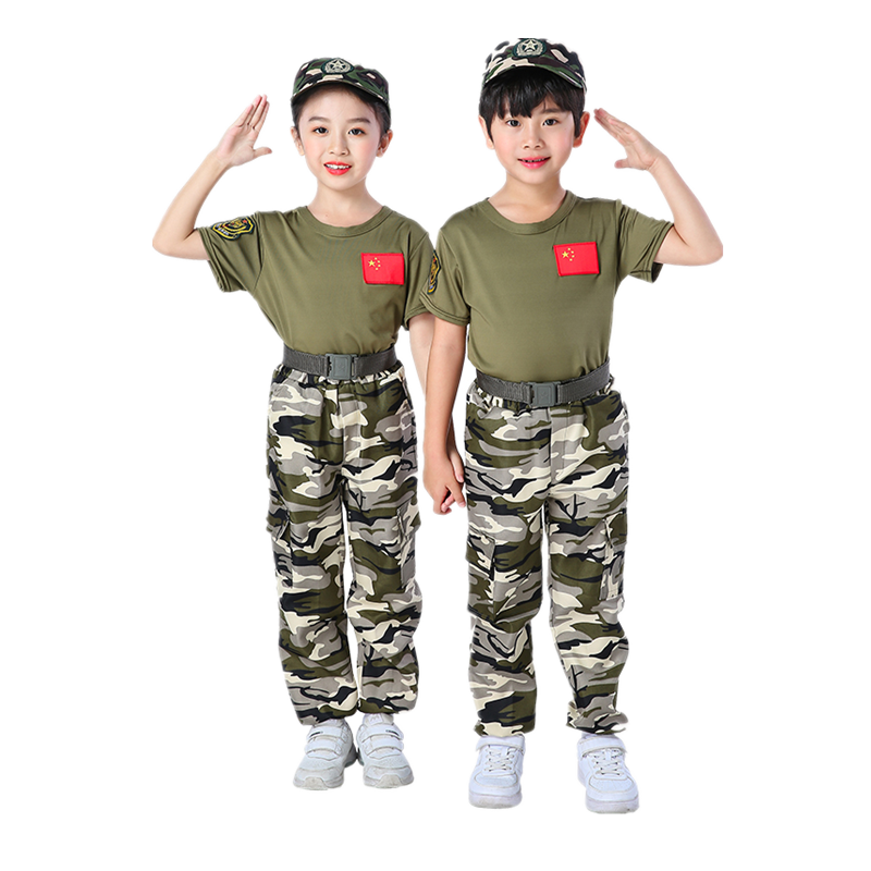 迷彩服儿童男童军训服套装中小学生夏令营演出幼儿园班服短袖夏装
