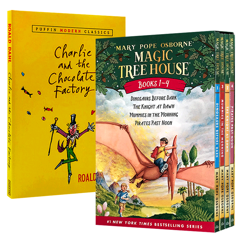 Magic Tree House 1-4册 英文原版 神奇树屋英文版绘本 查理和巧克力工厂 美国中小学课外阅读小说章节桥梁书罗尔德达尔Roald Dahl