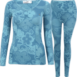 花雨伞女士棉毛印花保暖内衣弹力棉时尚基础内衣秋衣秋裤套装秋冬