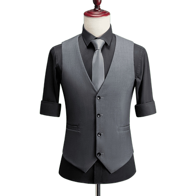 职业正装灰色韩版修身西服马夹