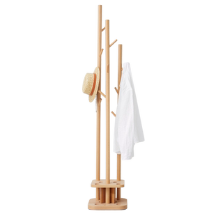 加兰全实木挂衣架子家用卧室免打孔简易衣帽架现代简约客厅衣服架