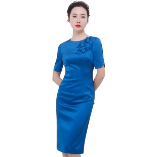 蝶恋 春夏崔万志旗袍日常中袖旗袍简约真丝崔万志旗袍连衣裙女