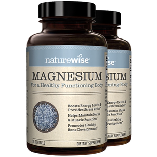 Naturewise 2瓶镁元素补镁片生酮补充剂非甘氨苏糖酸锌钾液体钙镁