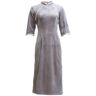 如意风秋旗袍改良版连衣裙复古时尚洋气军阀太太中长款民国风女装