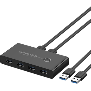 绿联USB3.0分线器USB扩展器二进四出多电脑USB打印机共享器笔记本usb切换器两台电脑共用一个转换器2进4出usb