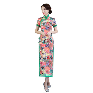 长款优雅旗袍年轻款少女2026新款女改良中国风复古走秀旗袍连衣裙