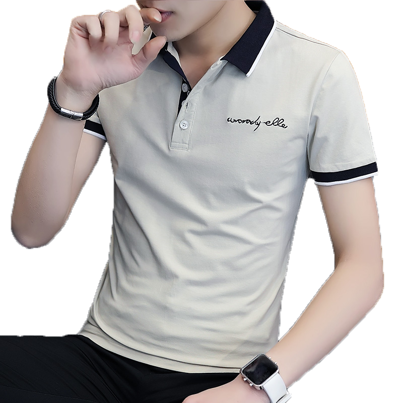 夏季新款短袖t恤男士韩版潮流男装polo衫翻领冰丝半袖上衣服衬衫