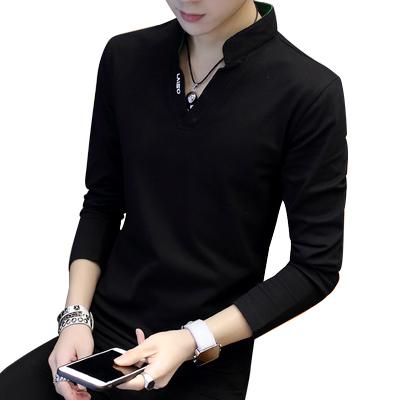v领韩版修身秋衣打底衫男士t恤