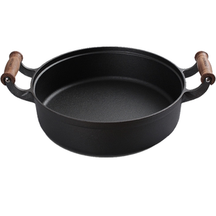 铸彩铸铁煎锅平底锅加厚牛排不粘锅家用无涂层煎蛋烙饼煎饼锅32cm