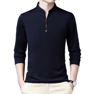 老爷车男装立领加绒加厚长袖T恤男冬季新款打底小衫保暖上衣服潮