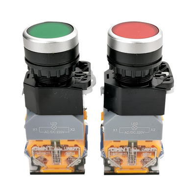 正泰开关按钮带灯平钮自复位