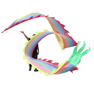 广场健身甩龙舞龙彩带甩彩龙彩条彩绸初学成人中老年单人舞龙龙头