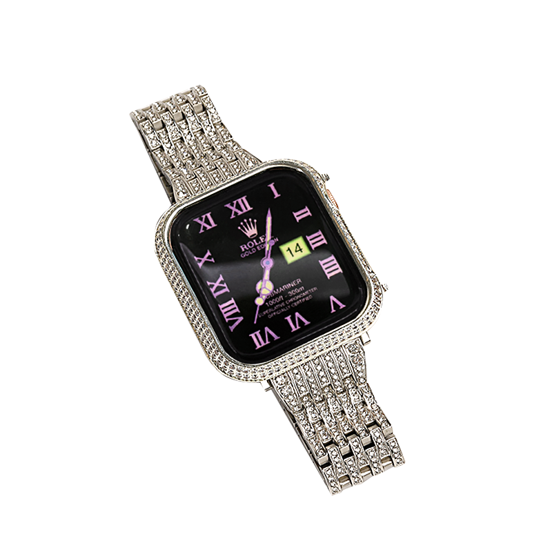 星图适用钻苹果Apple watch456s789不锈钢手表带潮牌男女10iwatch小香风mm42ins46高级45可爱细41新款ultra49