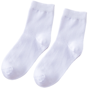 袜子男春秋季中筒袜纯色棉袜防臭吸汗透气纯白色长袜ins潮四季袜