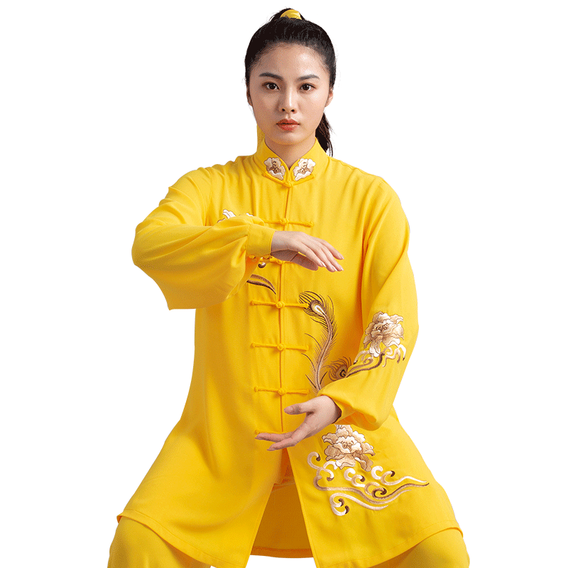 言一飘逸比赛表演练功团体太极服