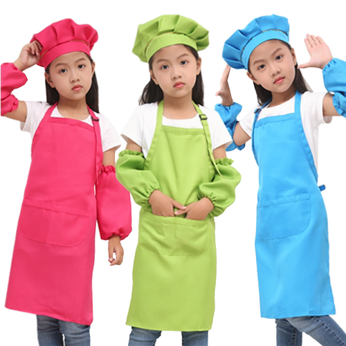 儿童围裙套装画画衣亲子幼儿园学校印字diy绘画烘培厨师帽罩衣制