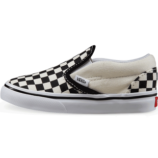 Vans范斯童鞋官方 Slip-On黑白棋盘格舒适一脚蹬小童帆布鞋