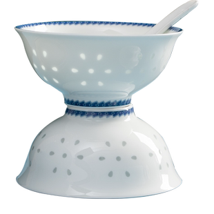 古镇陶瓷景德镇青花玲珑瓷餐具碗碟套装礼盒碗碟盘勺套组和和美美