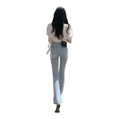 微喇牛仔裤女喇叭裤女高腰