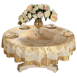 圆桌带转盘桌布防水防油免洗家用pvc欧式双层圆形转桌台布餐桌垫