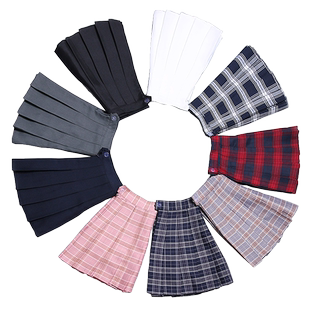 百褶裙子女百搭半身裙短款高腰黑色奶茶格子学生小个子a字短裙裤